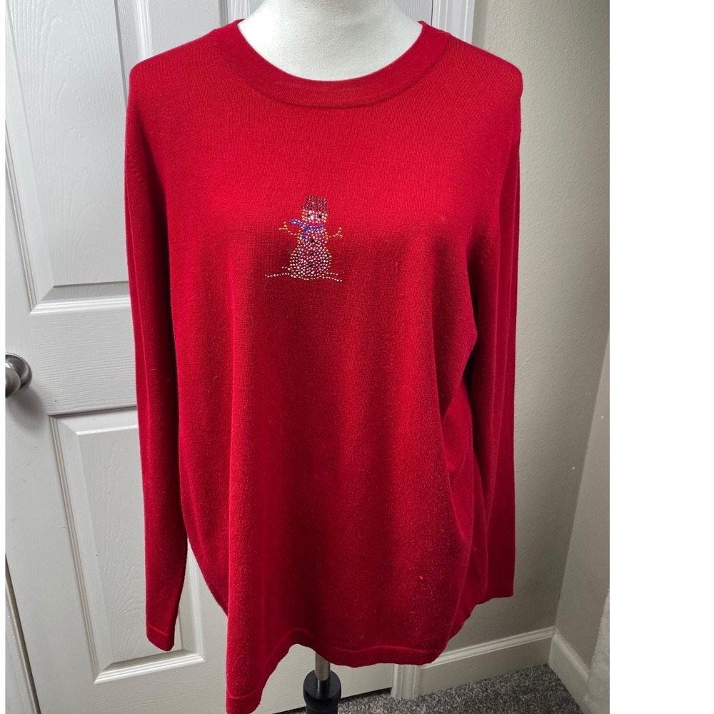 Holiday‎ Editions Womens Extra Large Red Snowman Holiday Christmas Sweater